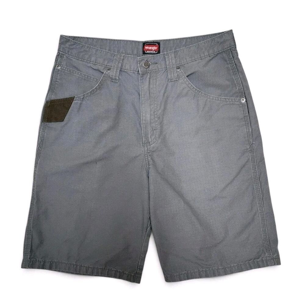 Men's Wrangler Solid Gray Utility Shorts 100% Cotton Size 32 Casual Comfort